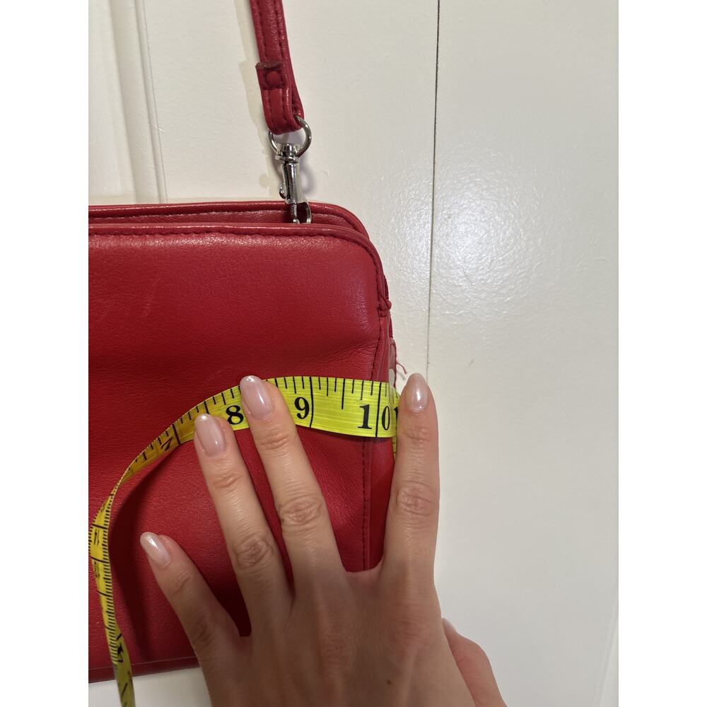 Vintage Laura Scott Red Leather Crossbody Shoulder Bag - Picture 4 of 10